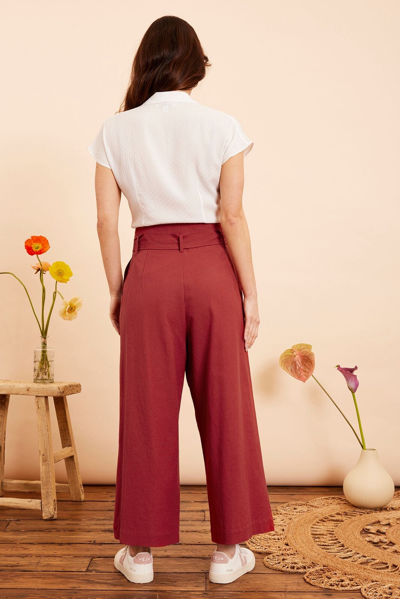 Emily & Fin Gilda Gilda Paprika Cotton Linen Trousers - BouChic 