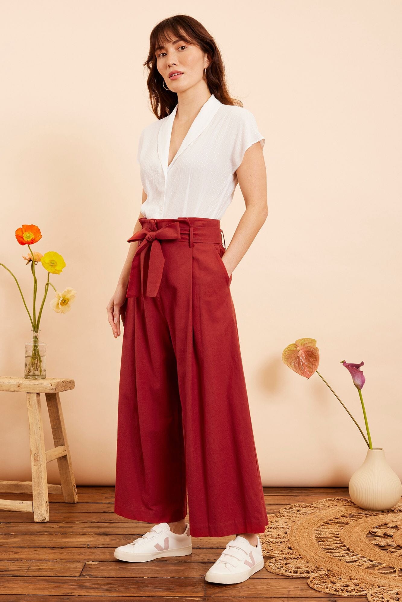 Emily & Fin Gilda Gilda Paprika Cotton Linen Trousers - BouChic 