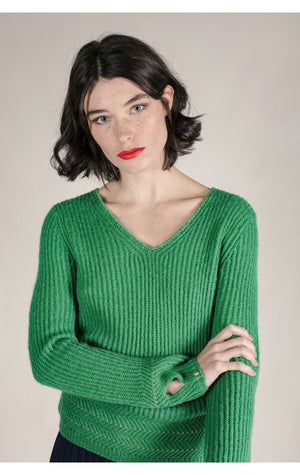 Green Crochet Knit jumper by Grace & Mila - BouChic 