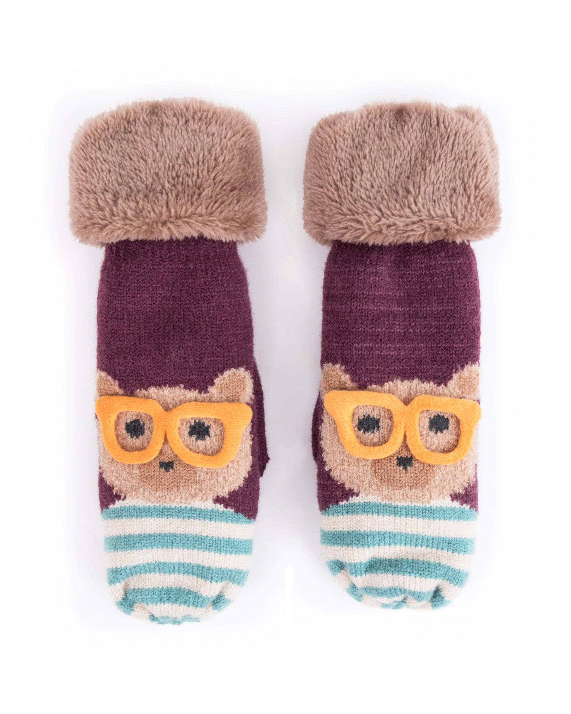 Ladies Cosy Teddy With Glasses Mittens - BouChic 