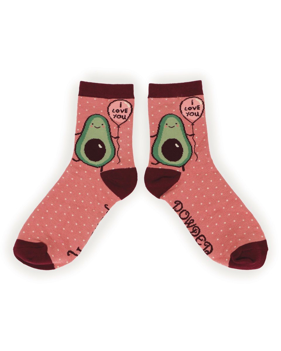 Ladies 'I Love You' Avocado Bamboo Socks - Pink - BouChic 
