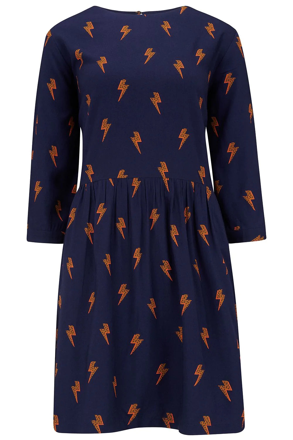 Sugarhill Lilith Smock Dress - Navy, Lightning Polka - BouChic 