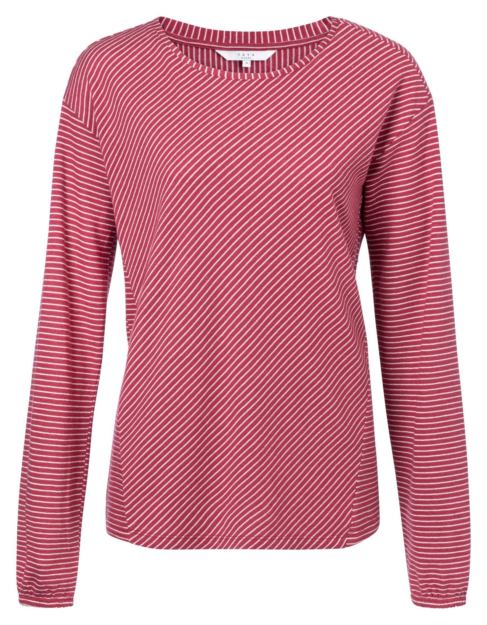 Linen YaYa Top With Striped Print Pink Rouge - BouChic 