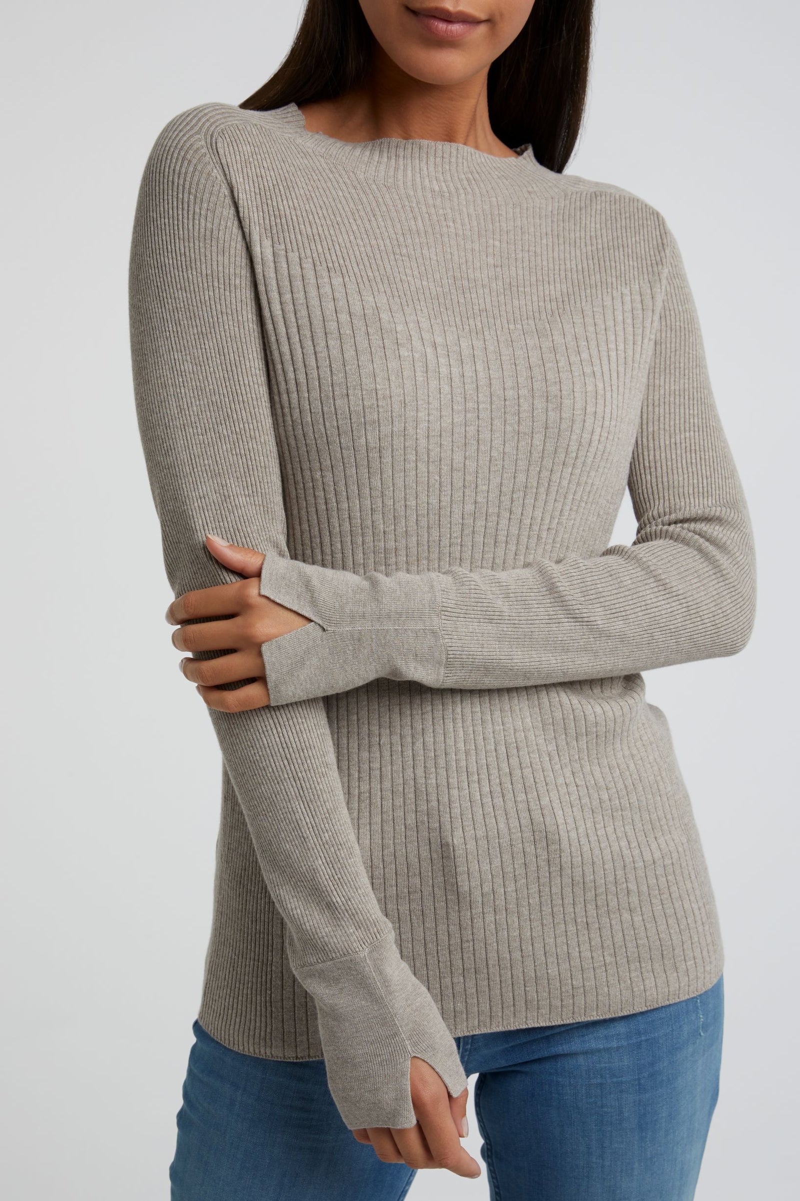 Long Sleeve Sweater Beach Sand Melange - BouChic 
