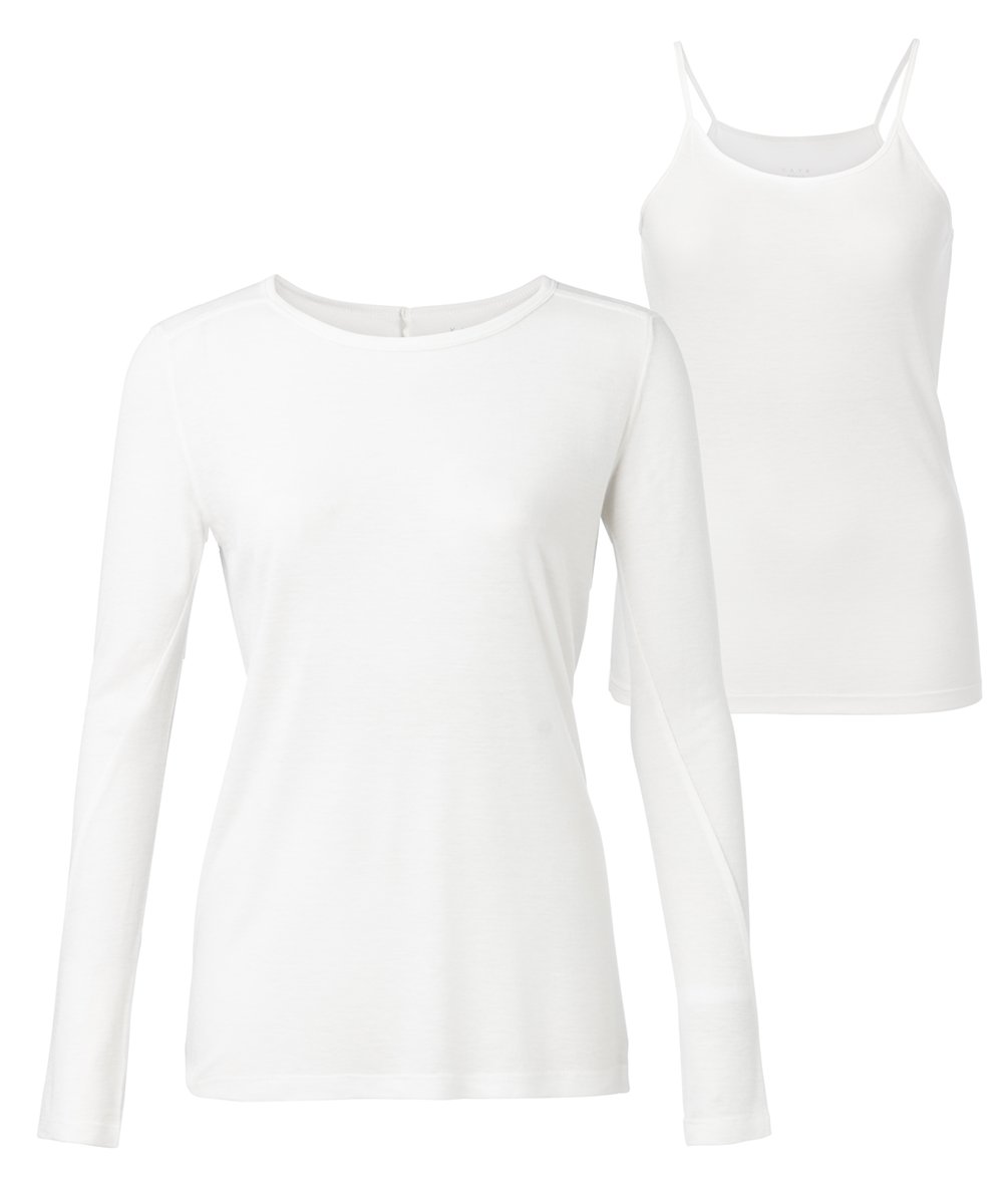 Long Sleeve Top With Singlet Off White - BouChic 