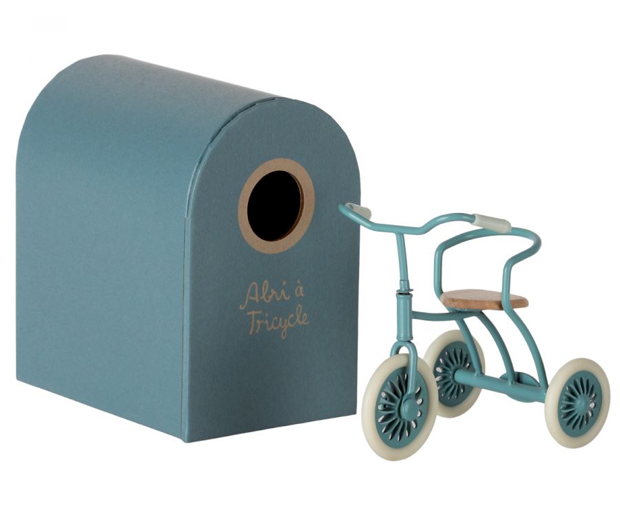 Maileg Abri à Tricycle for Mouse Petrol blue - BouChic 