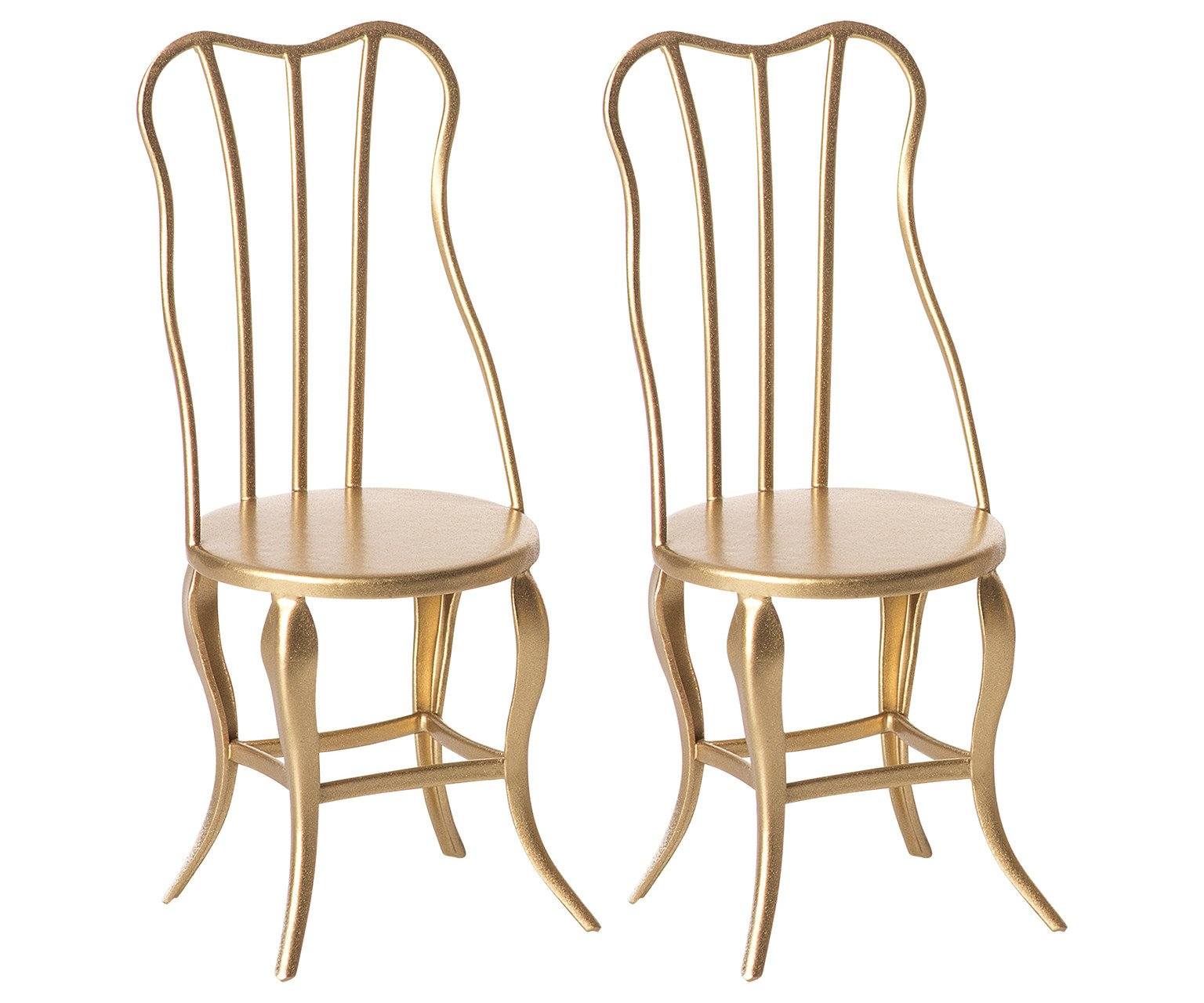 Maileg Gold Vintage Chairs Micro - Set of 2 - BouChic 