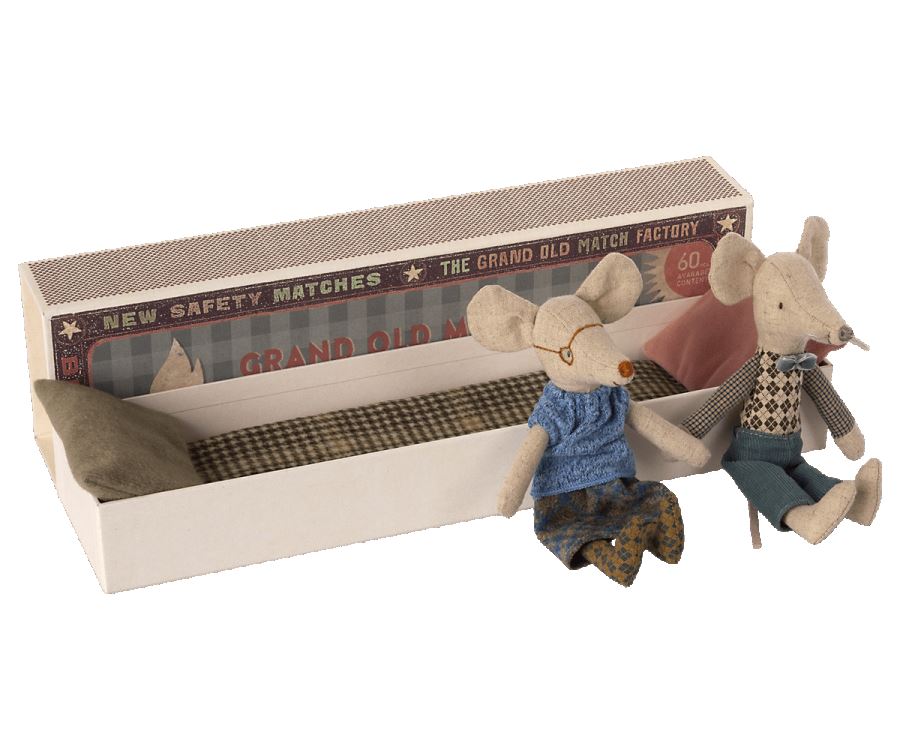 Maileg Grandma and Grandpa Mice in Long Matchbox - BouChic 
