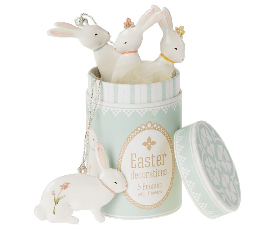 Maileg Set of 5 Easter Bunny Decorations 2 Designs - BouChic 