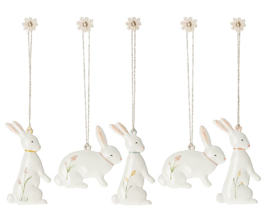 Maileg Set of 5 Easter Bunny Decorations 2 Designs - BouChic 