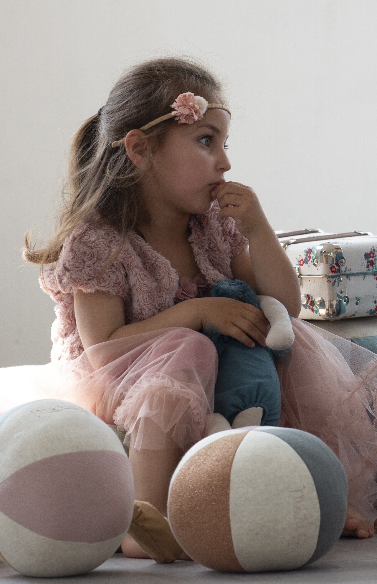 Maileg Small Ball Cushion Light Blue Rose - BouChic 