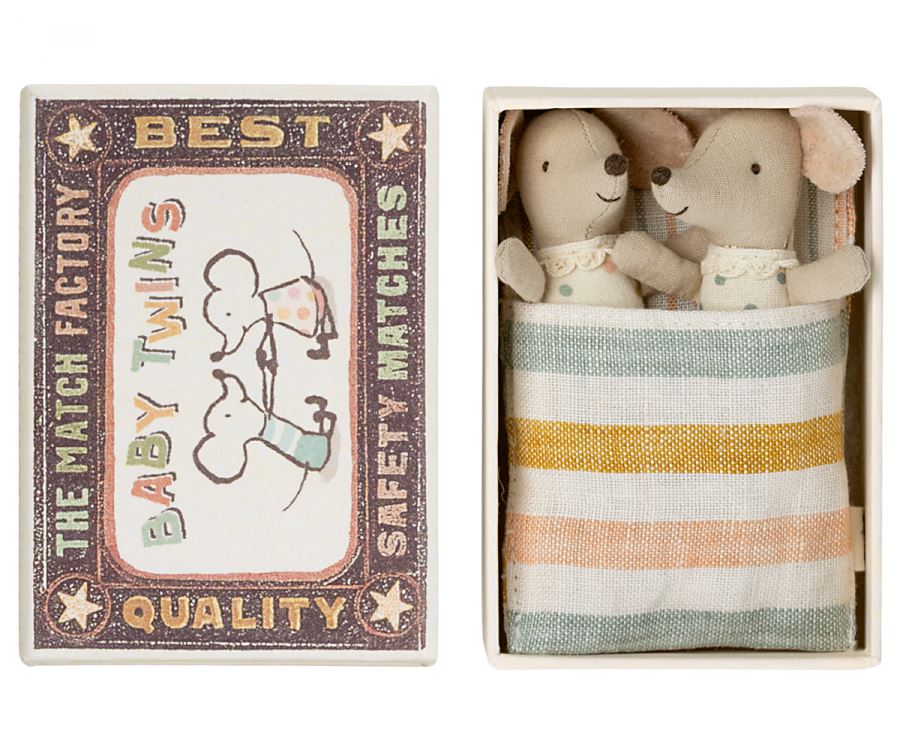 Maileg Twins Baby Mice in Matchbox - BouChic 