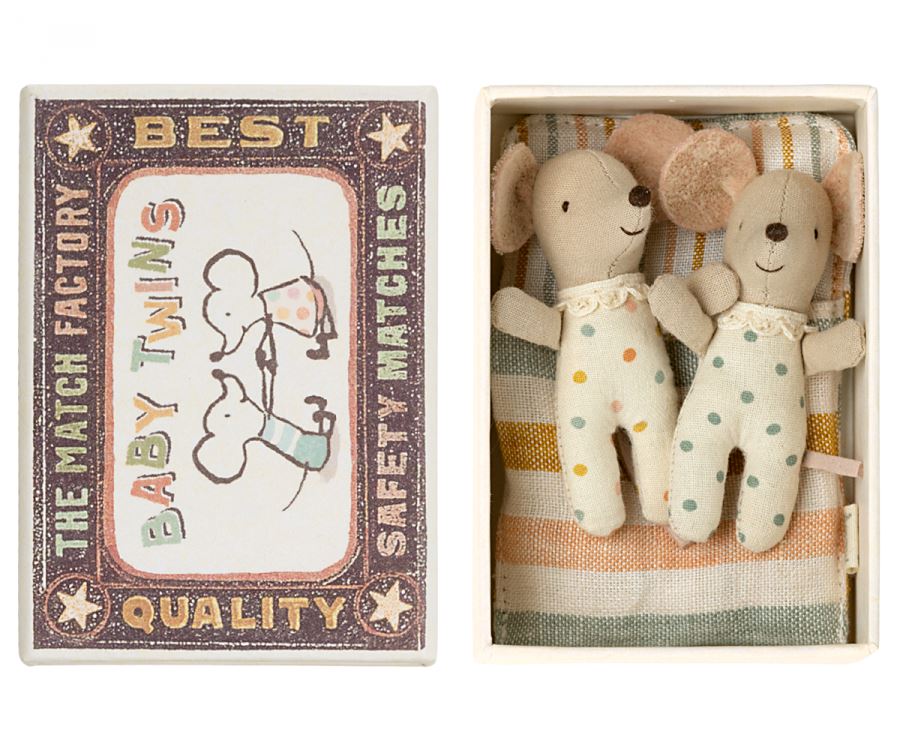 Maileg Twins Baby Mice in Matchbox - BouChic 