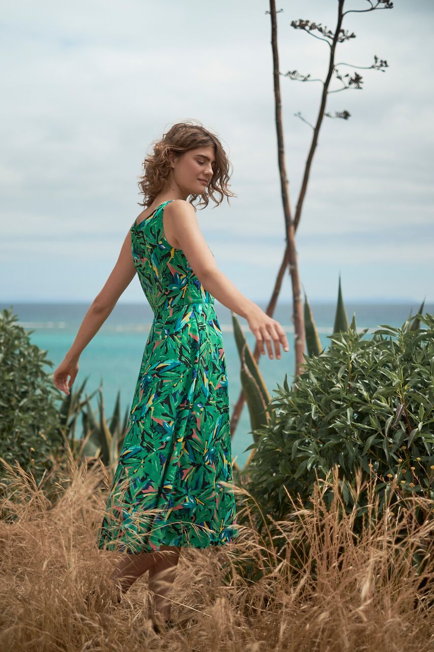 Margot Hothouse Palms Midi Dress - BouChic 