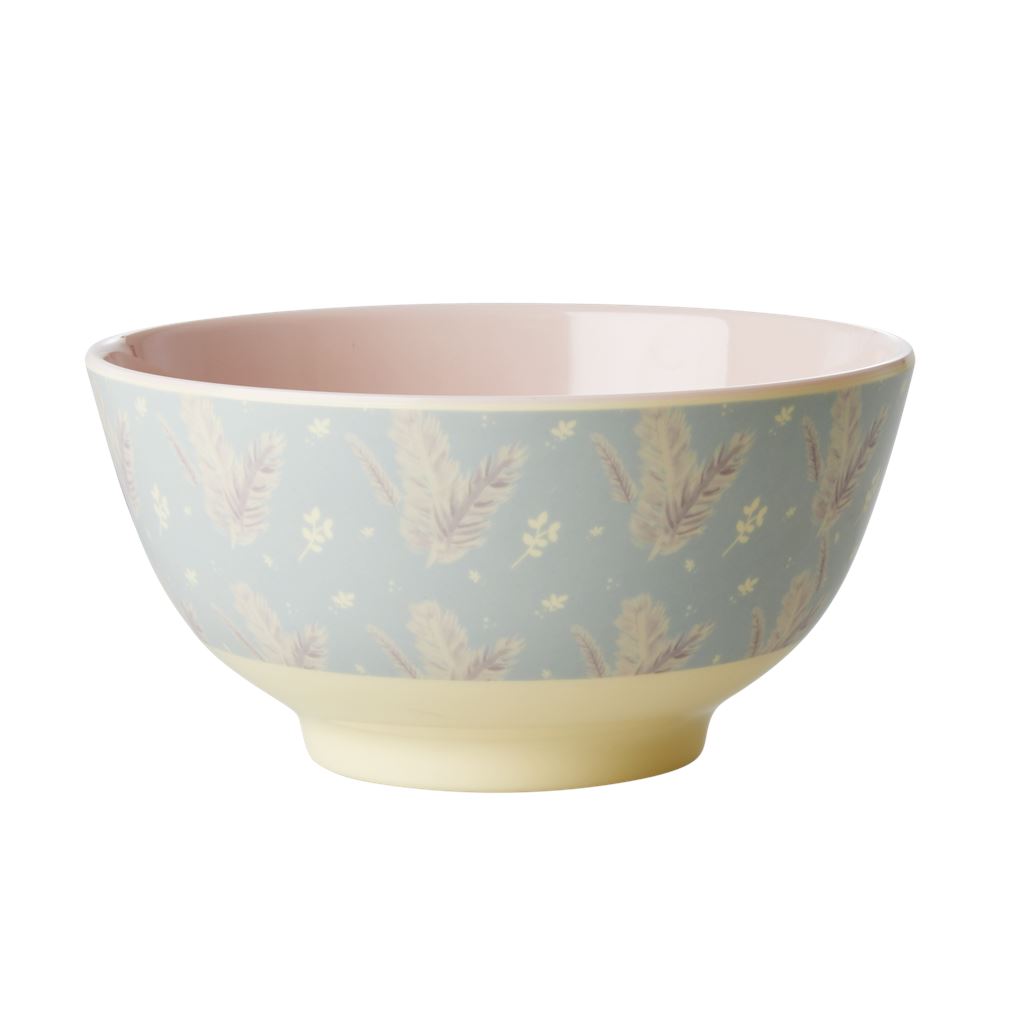 Melamine Large Bowl Delicate Floral on Pale Blue - BouChic 