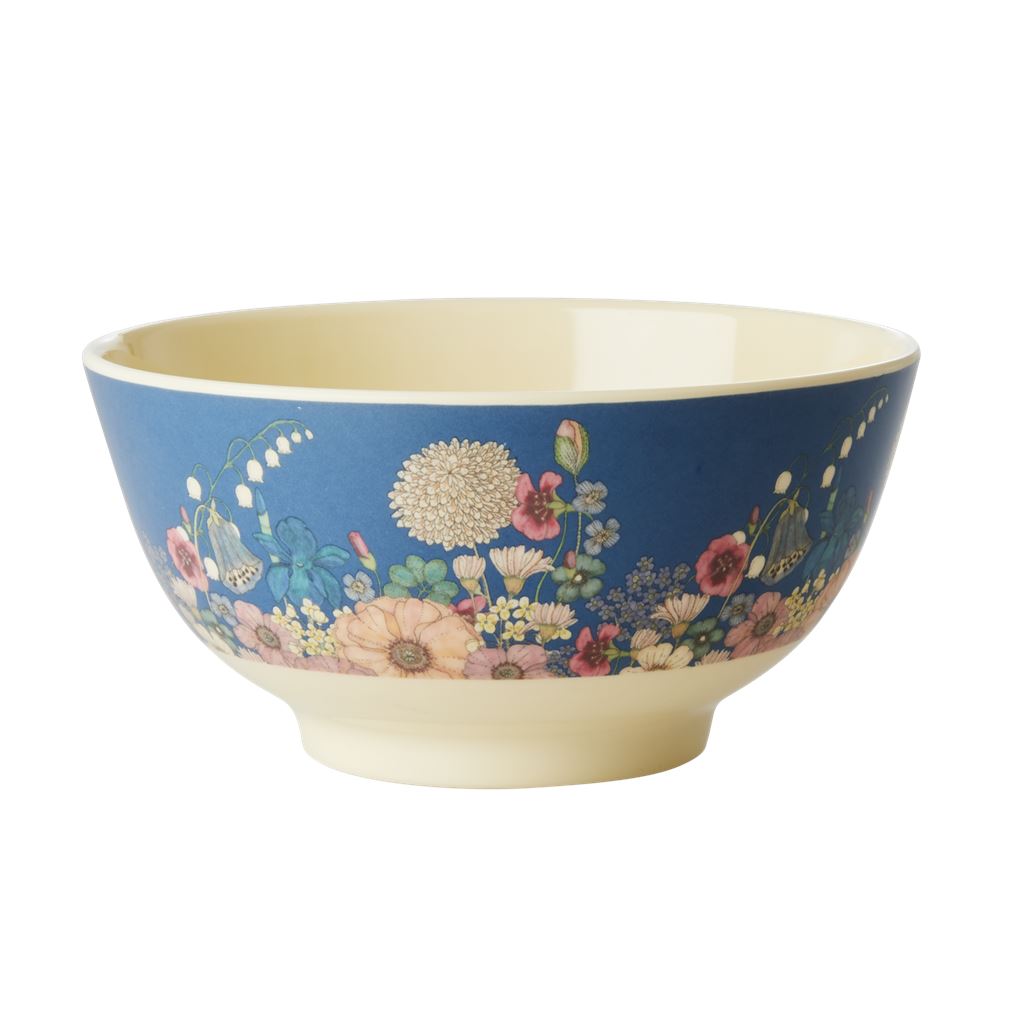 Melamine Large Bowl Floral On Blue - BouChic 