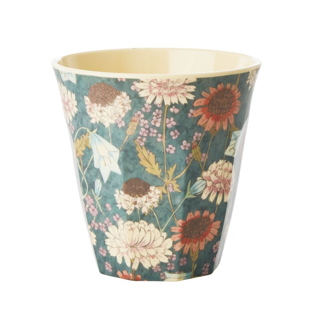 Melamine Cup Floral on Blue/Green - BouChic 