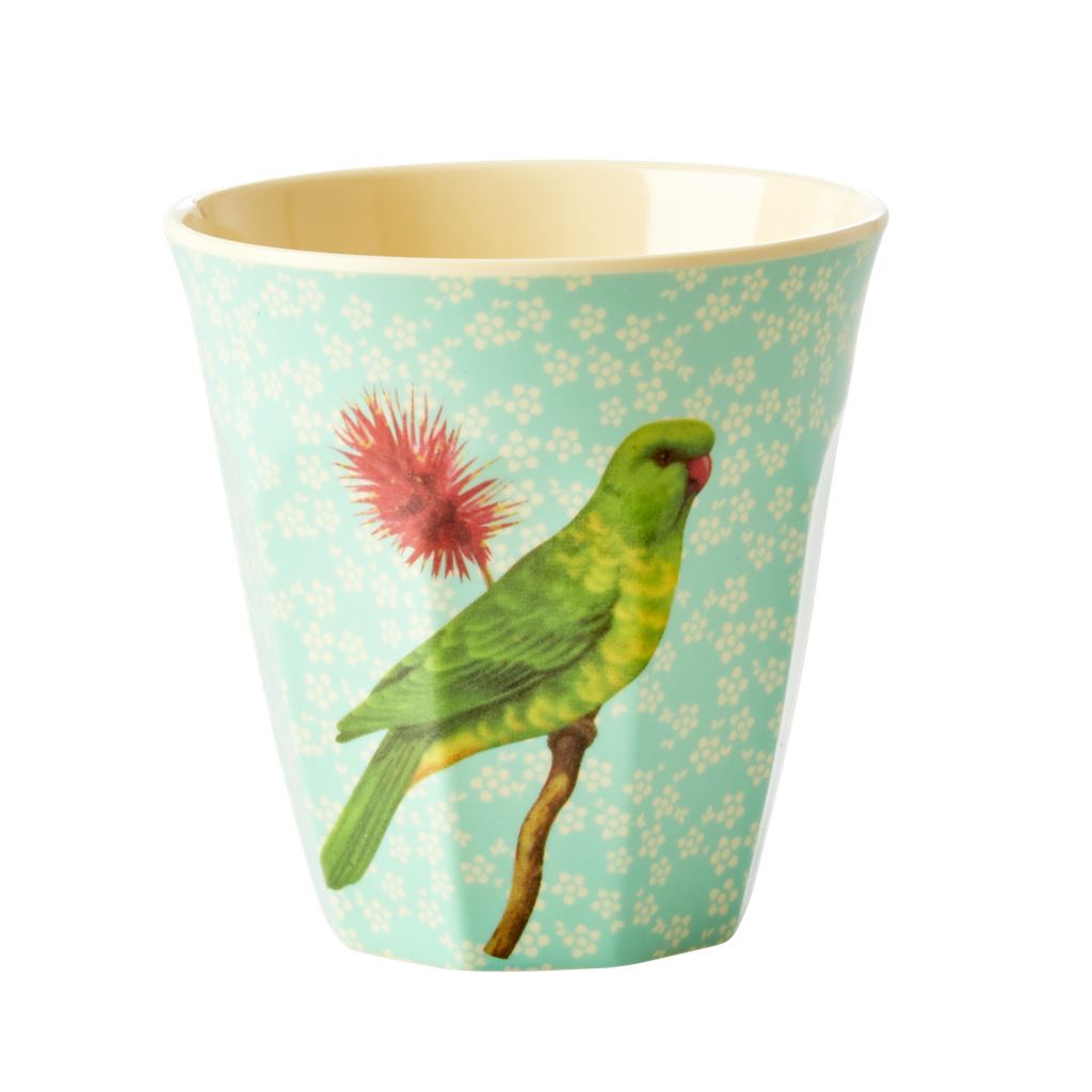 Melamine Cup Tropical Bird On Light Blue - BouChic 