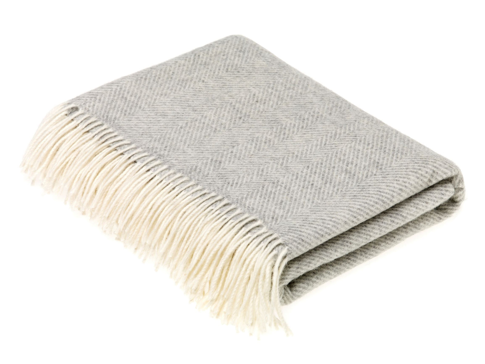 Bronte-by-the-moon Merino Wool Herringbone Grey Throw - BouChic 