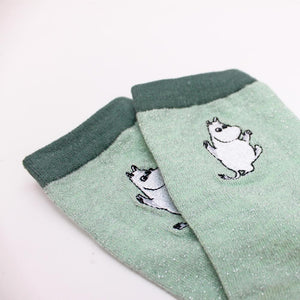 Moomin Glitter Socks Mint Green - BouChic 