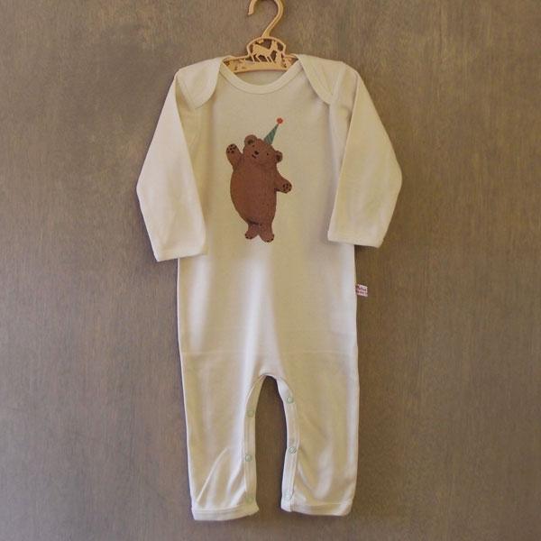 Organic Cotton Baby Rompersuit - Party Bear - BouChic 