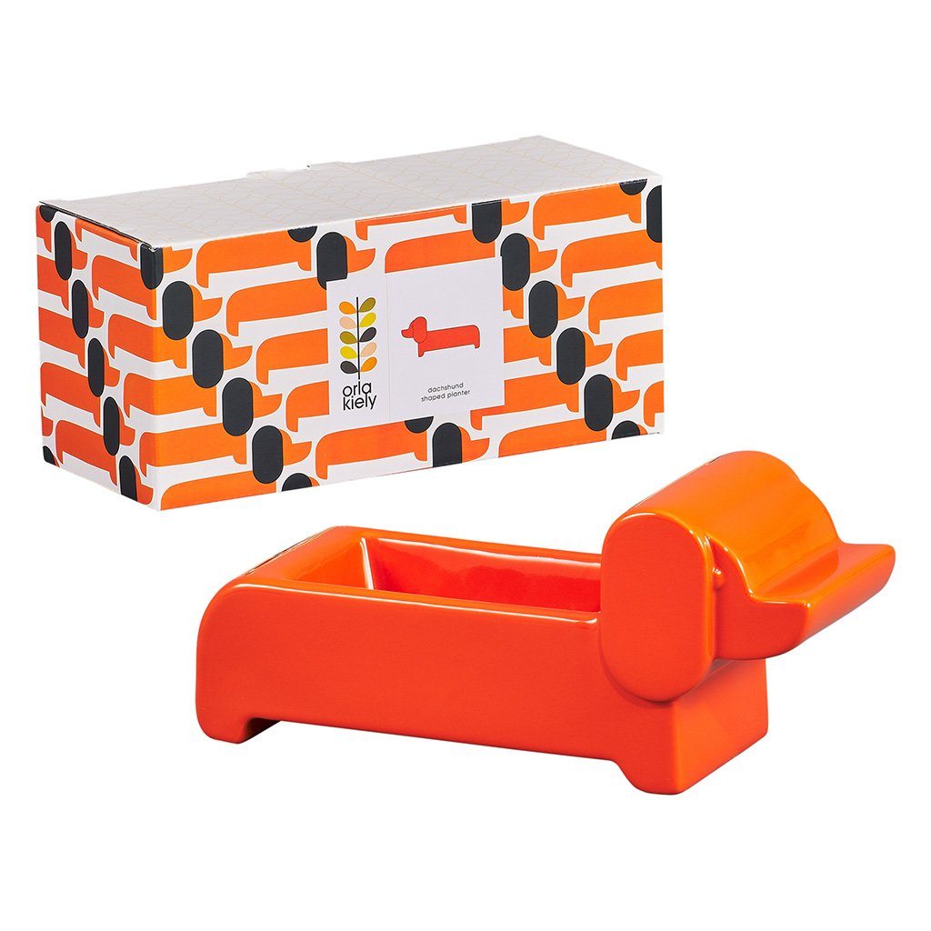Orla Kiely Dachshund Dog Shaped Ceramic Planter Tomato - BouChic 