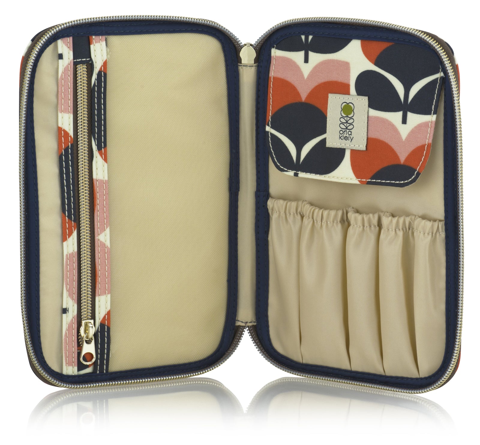 Orla Kiely Flower Stripe Persimmon Orange Make-Up Brush Case - BouChic 