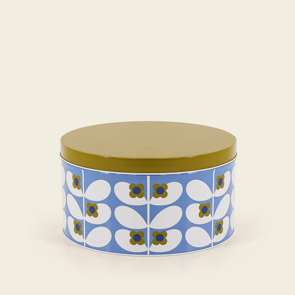 Orla Kiely Set of 3 Round Nesting Cake Tins Sunflower Yellow Sky Blue