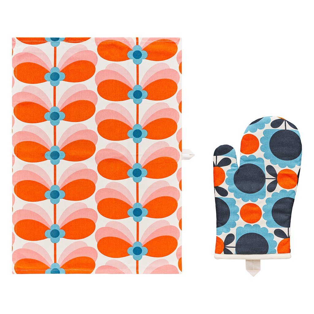 Orla Kiely Tea Towel and Oven Mitt Tea Set Butterfly Stem - BouChic 