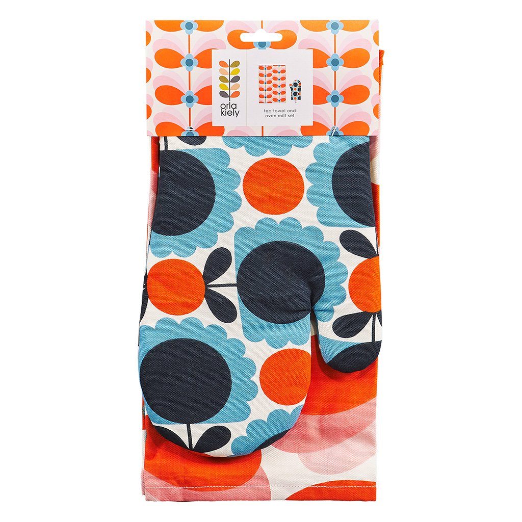 Orla Kiely Tea Towel and Oven Mitt Tea Set Butterfly Stem - BouChic 