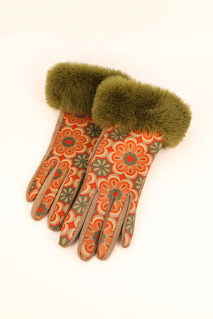 Powder Bernadette Gloves Olive/Floral - BouChic 