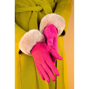 Powder Bettina Ladies Suede Gloves Fuchsia/Blush - BouChic 