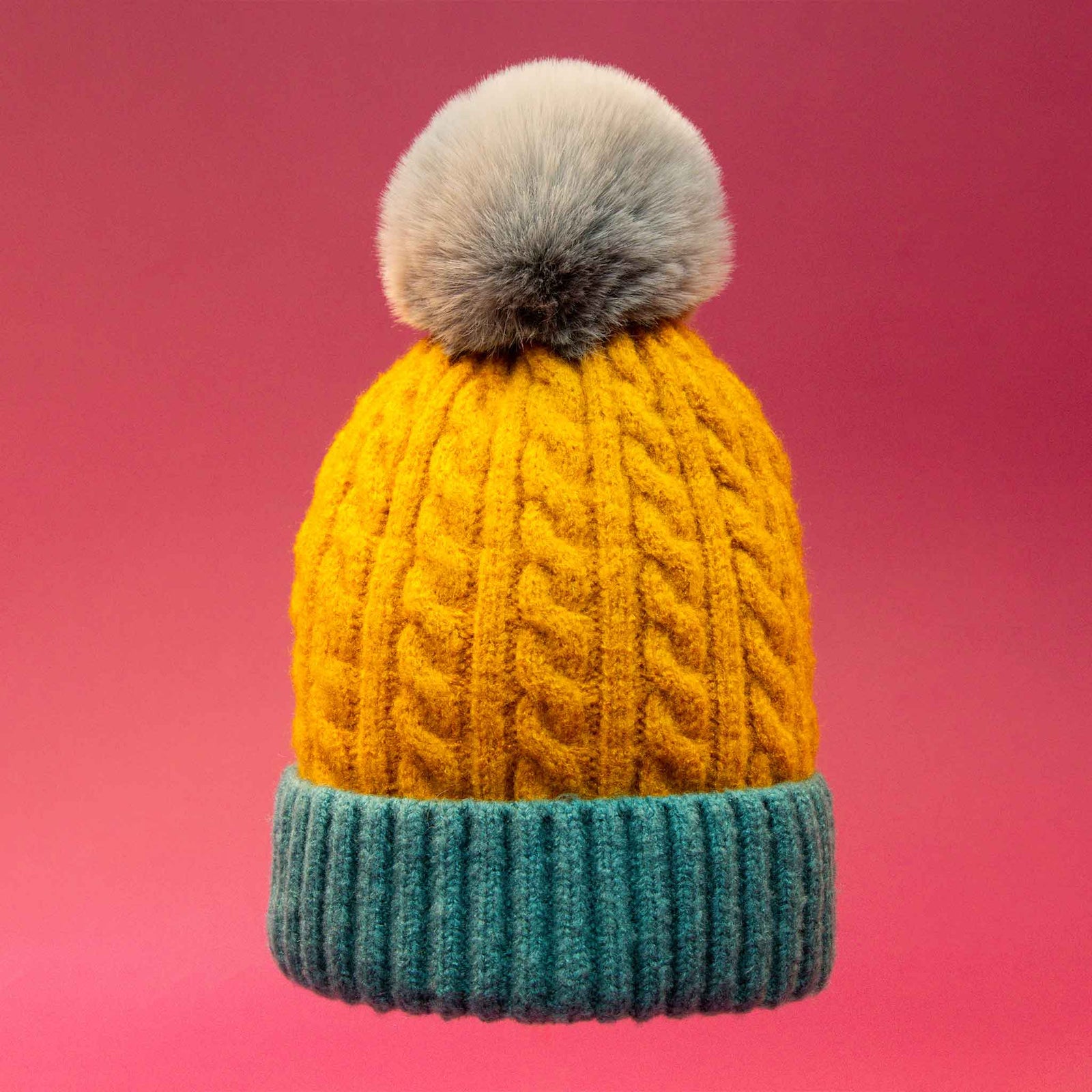 Powder Greta Bobble Hat Mustard/Teal - BouChic 