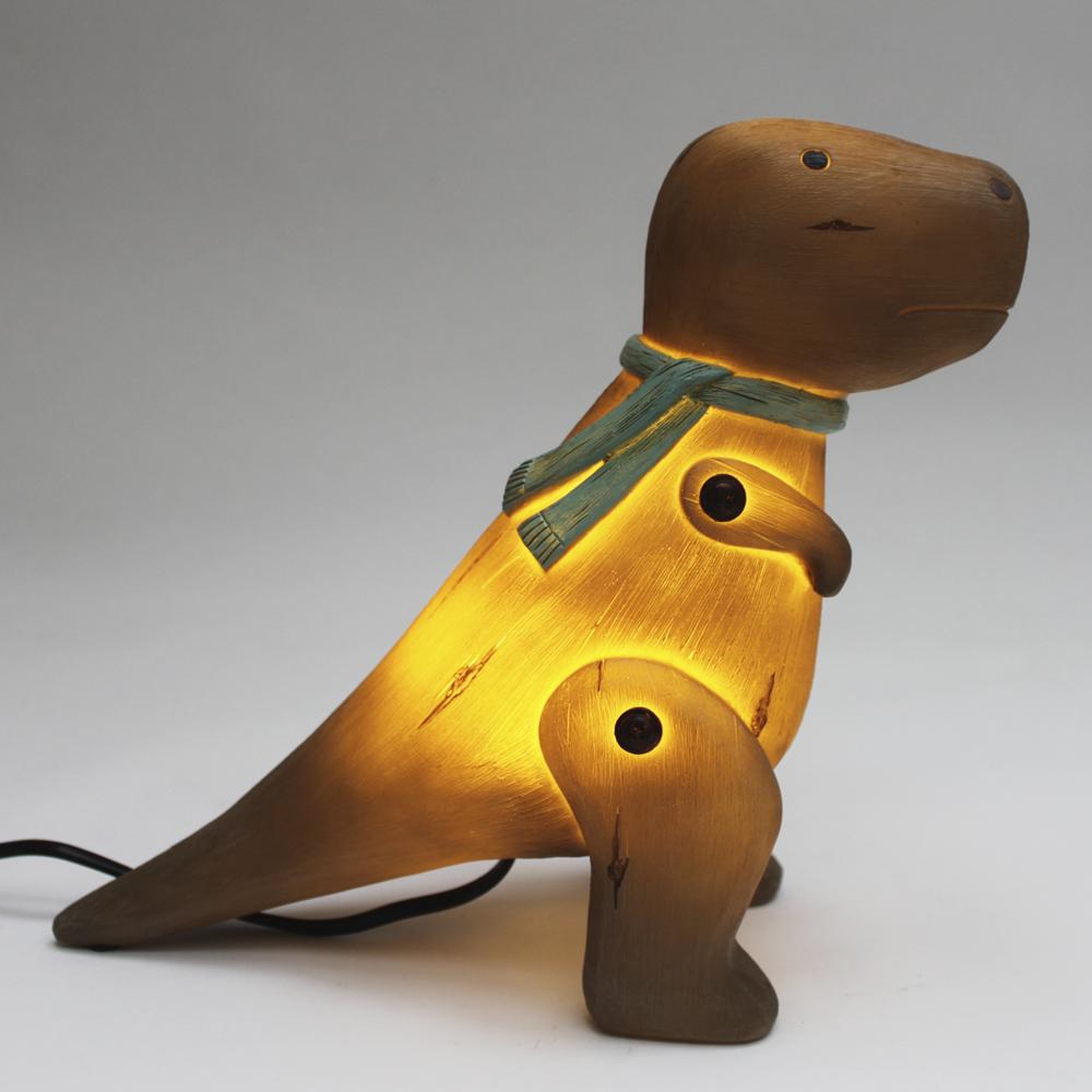 Cute Wood Effect Sitting Triceratops Dinosaur Lamp - BouChic 