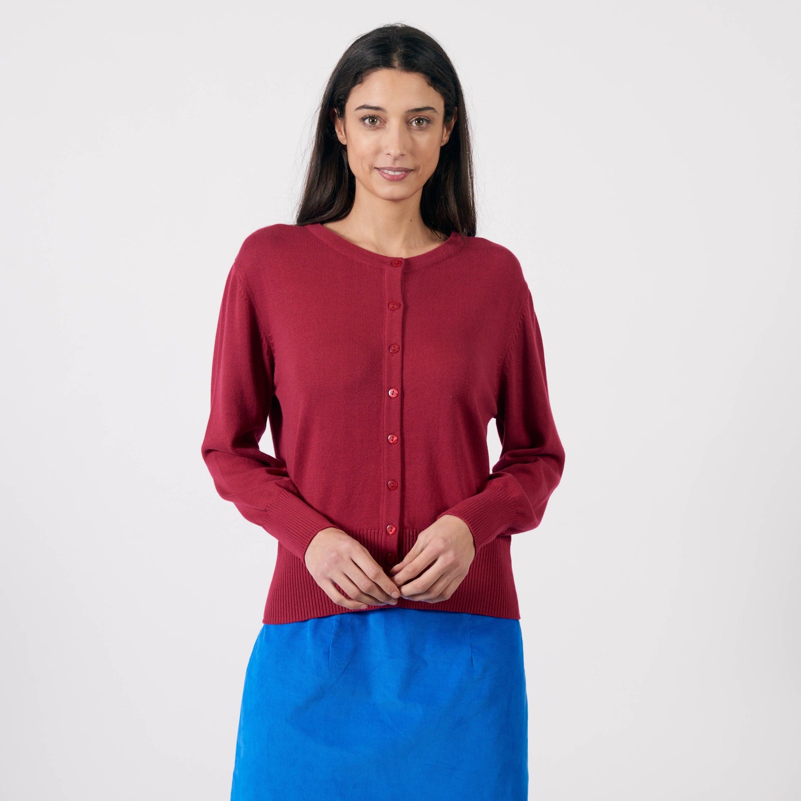 Pretty Vacant Basic Cardigan Red Bud - BouChic 