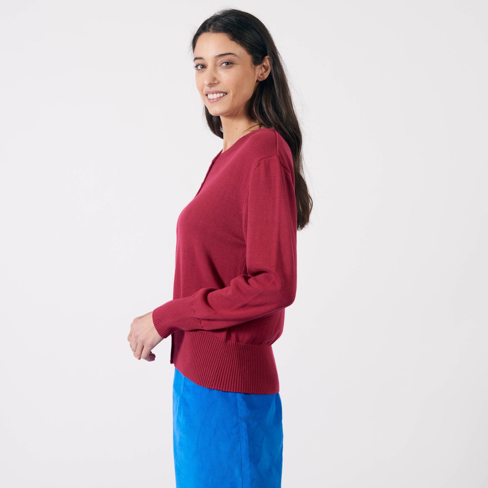 Pretty Vacant Basic Cardigan Red Bud - BouChic 