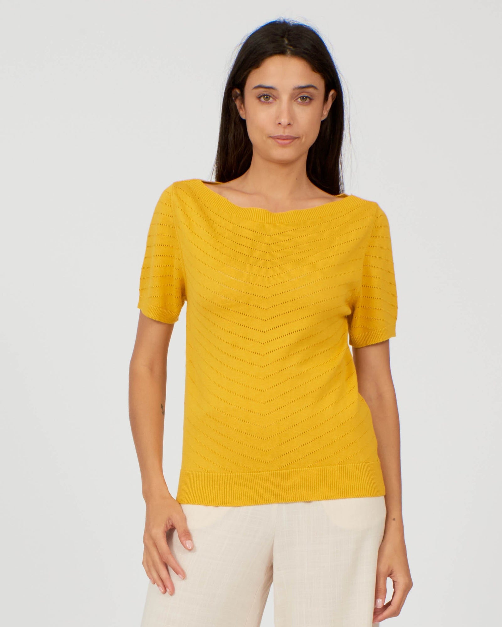 Pretty Vacant Boatneck Solid Bumblebee Sweater - BouChic 