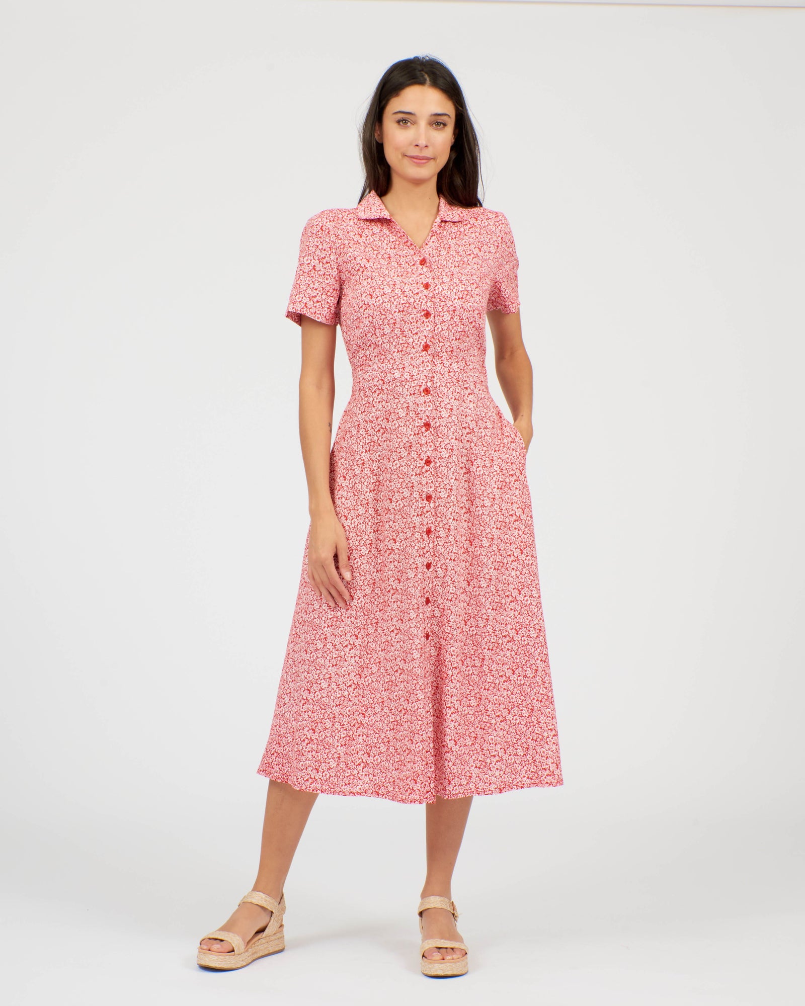 Pretty Vacant Jonie Dress Ditsy Red - BouChic 