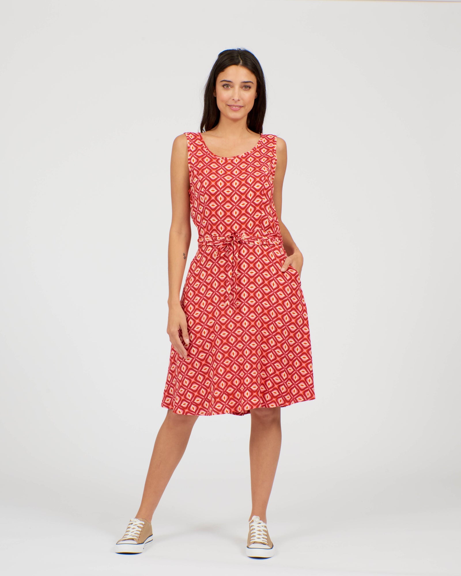 Pretty Vacant Tessa Dress Geo Red - BouChic 