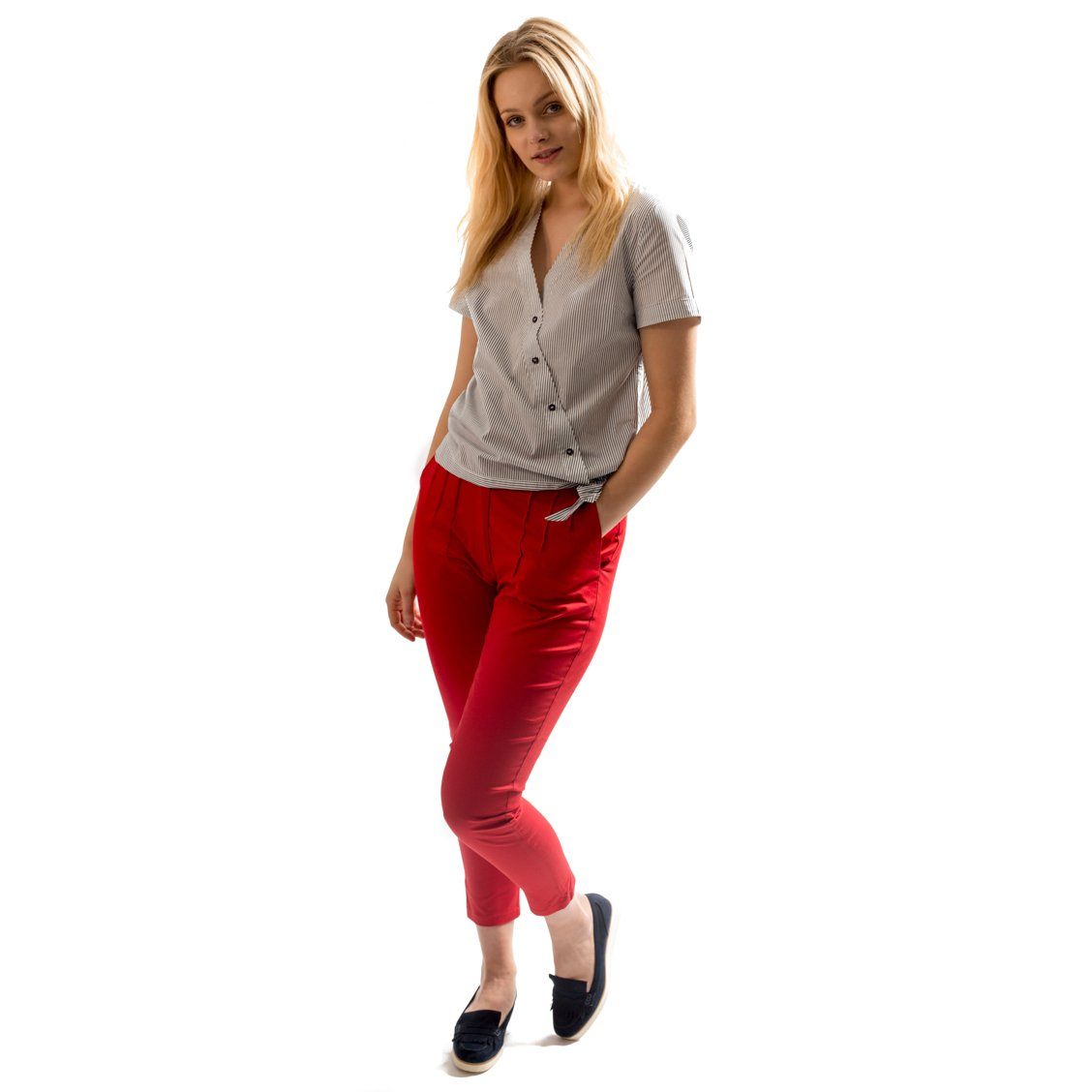 Penny Cropped Trousers Red - BouChic 