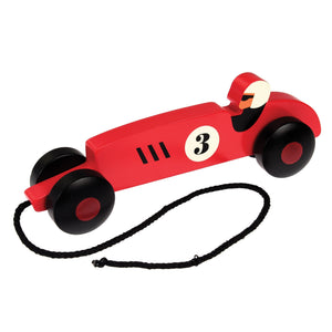 Red Retro Racer - Wooden Pull along Toy - BouChic 
