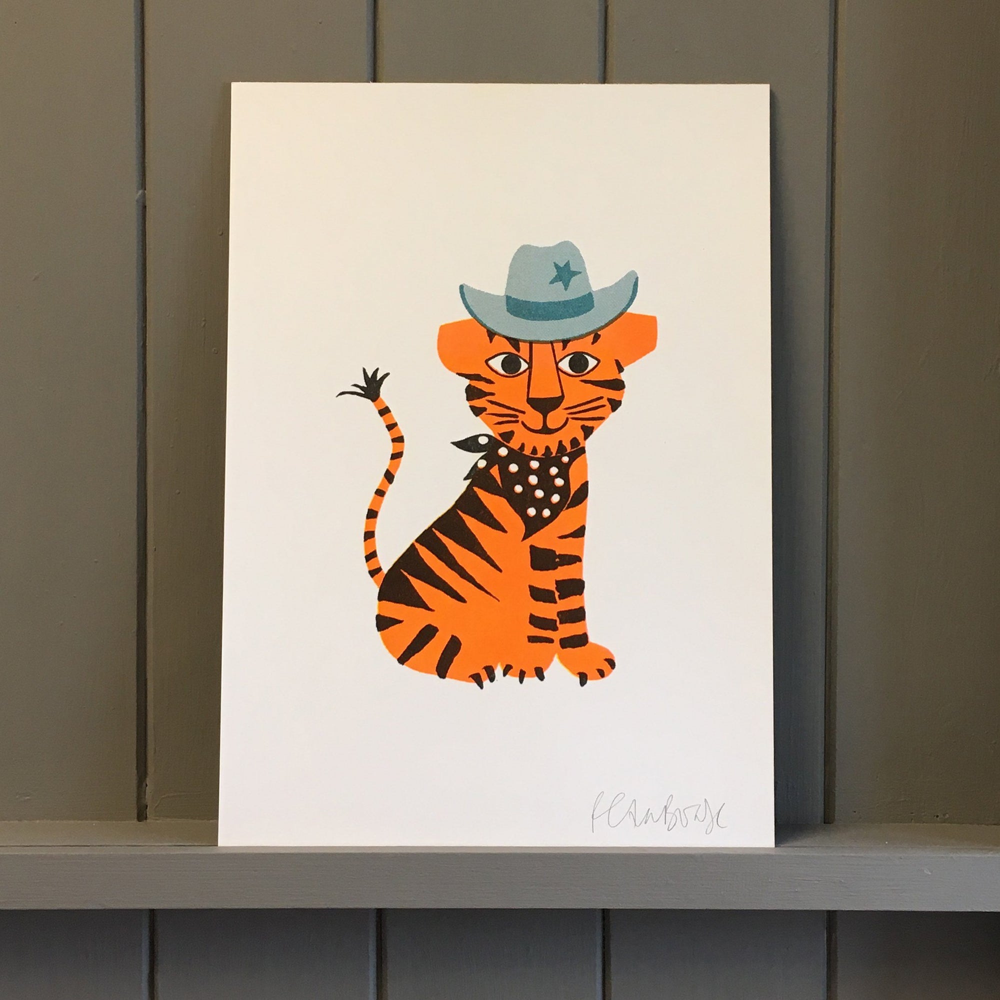 Risograph Print - Cowboy Tiger - BouChic 