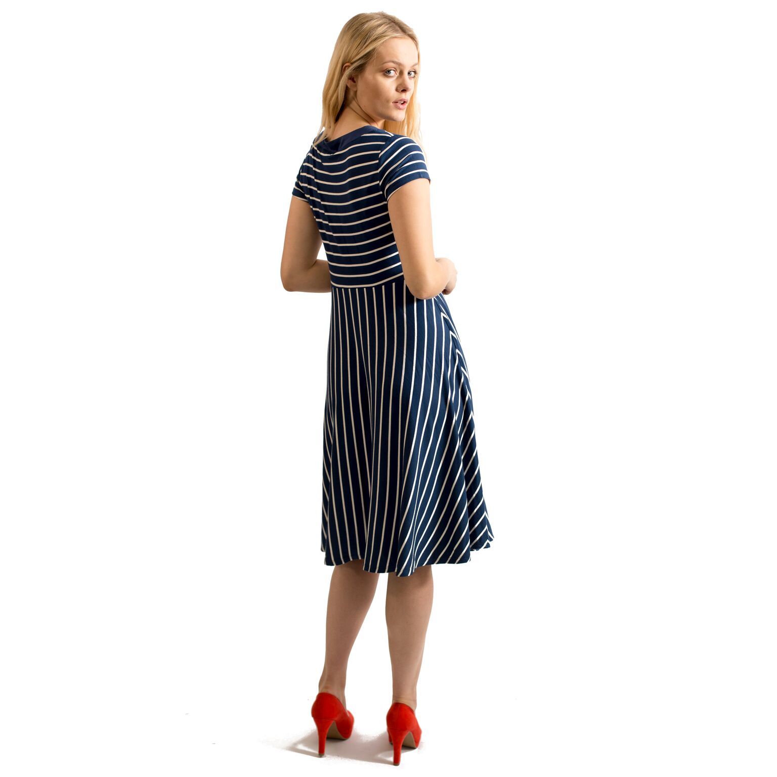 Rita Striped Dress Navy/Cream - BouChic 