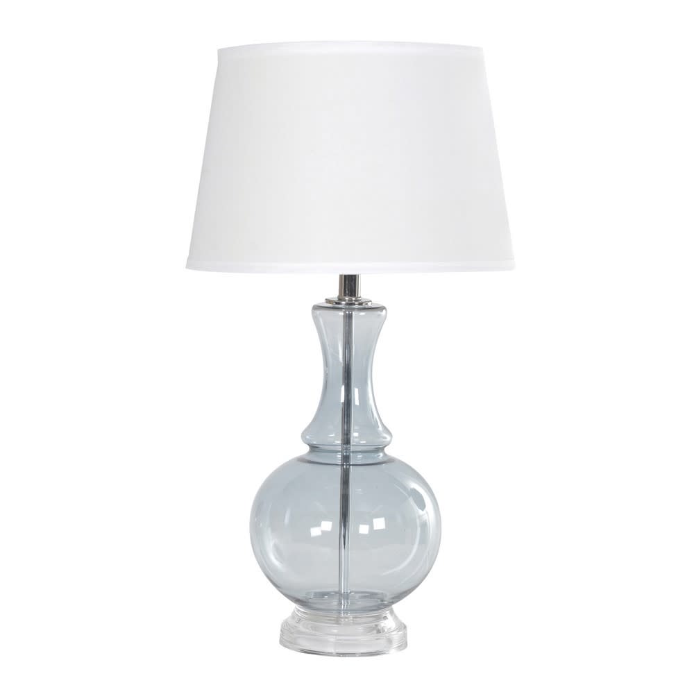 Sea Grey Glass Lamp White Shade - BouChic 