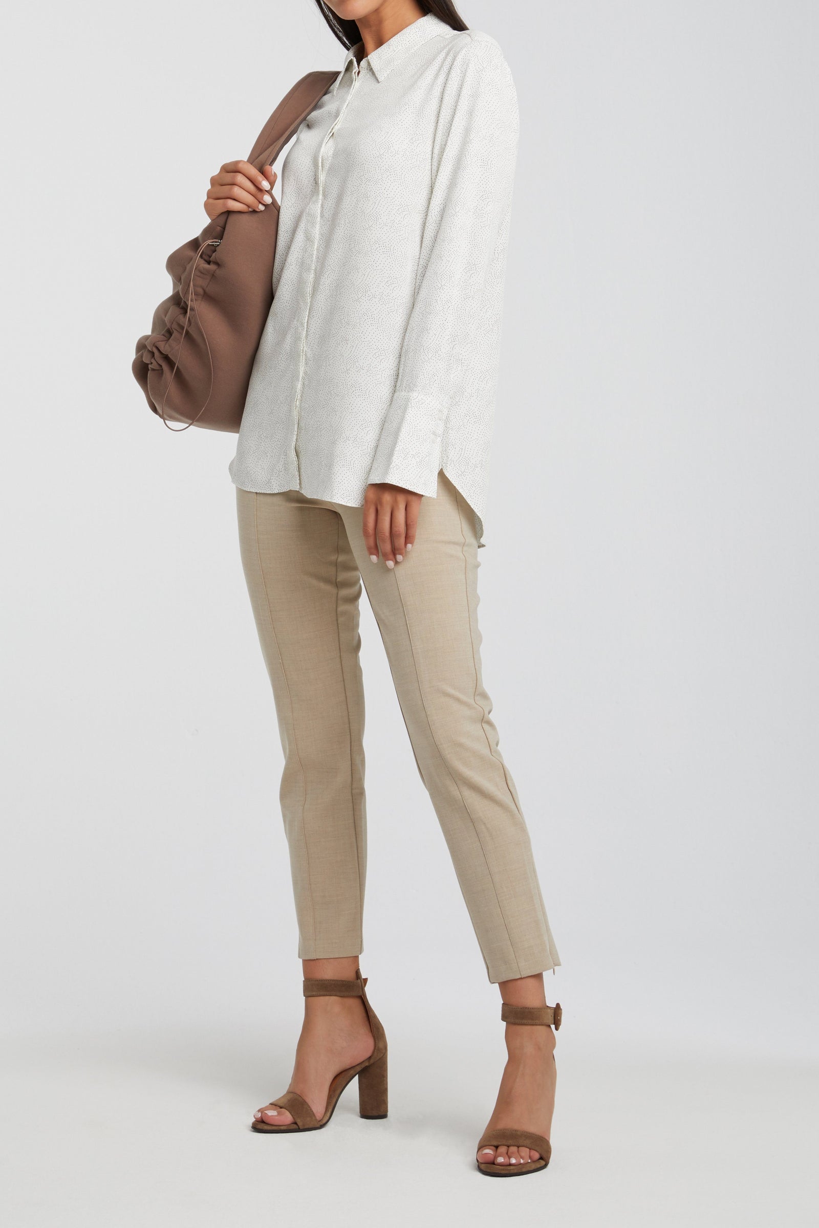 YaYa Shirt With Dot Print Brown Clay Dessin - BouChic 