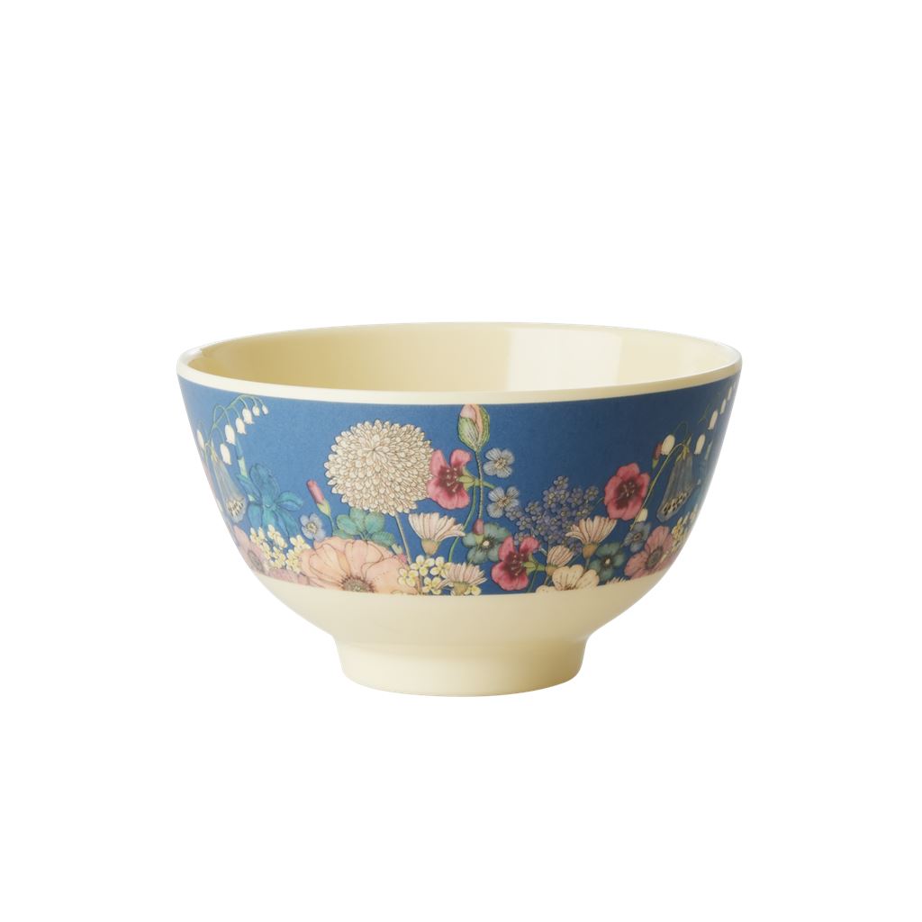 Melamine Small Bowl Floral On Blue - BouChic 