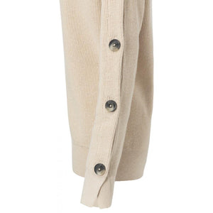 Soft Beige Boat Neck Sweater With Buttons - BouChic 