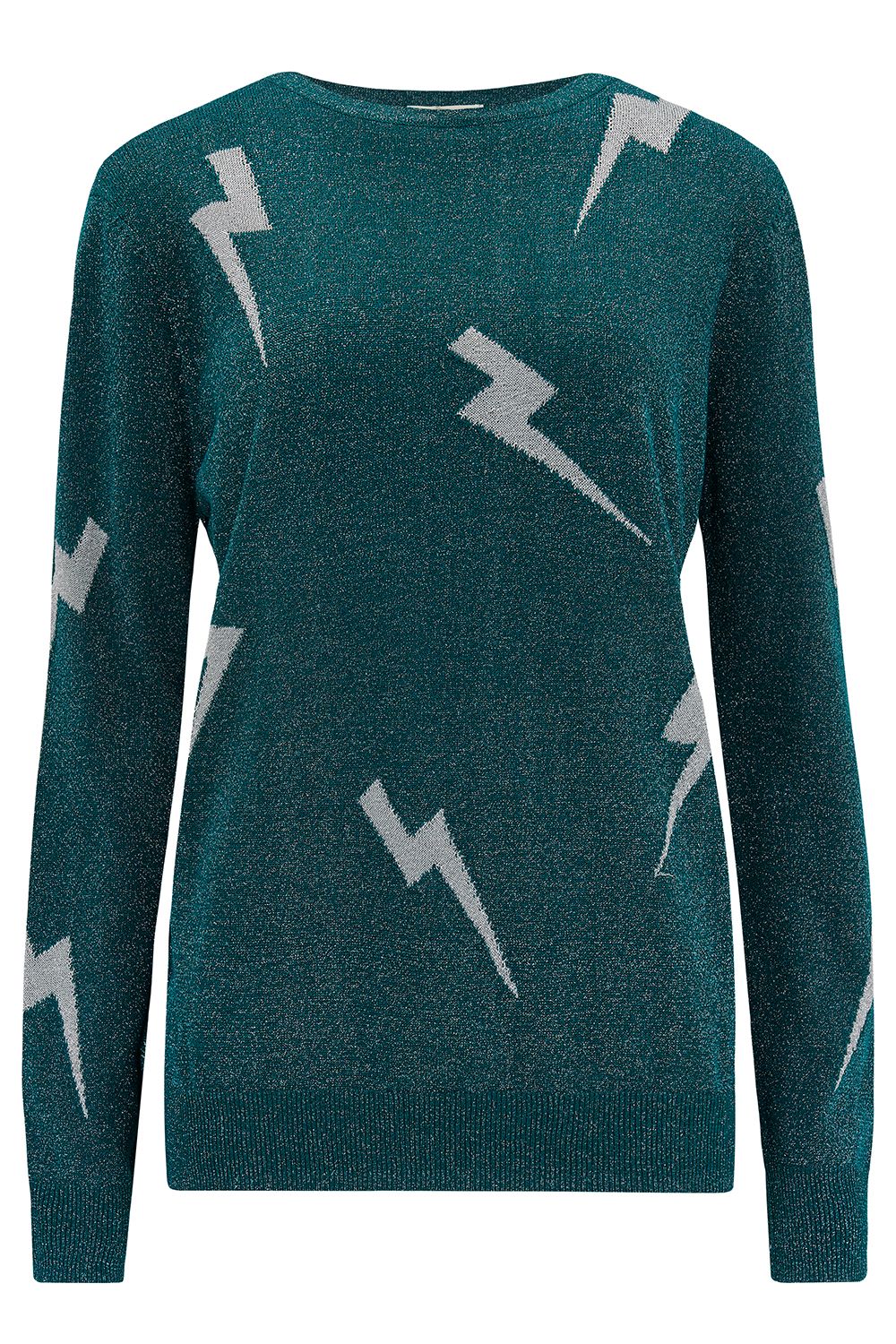 Sugarhill Astrid Jumper Teal/Silver Lightning Strikes - BouChic 