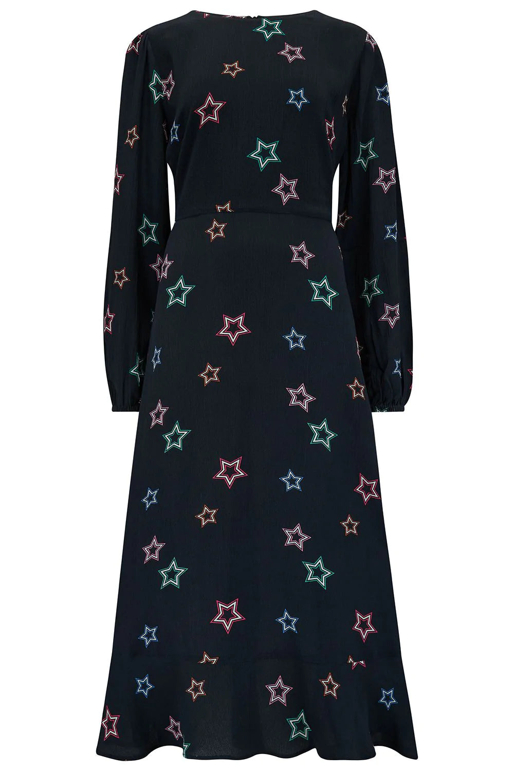 Sugarhill Bliss Midi Dress Black Rainbow Stars - BouChic 