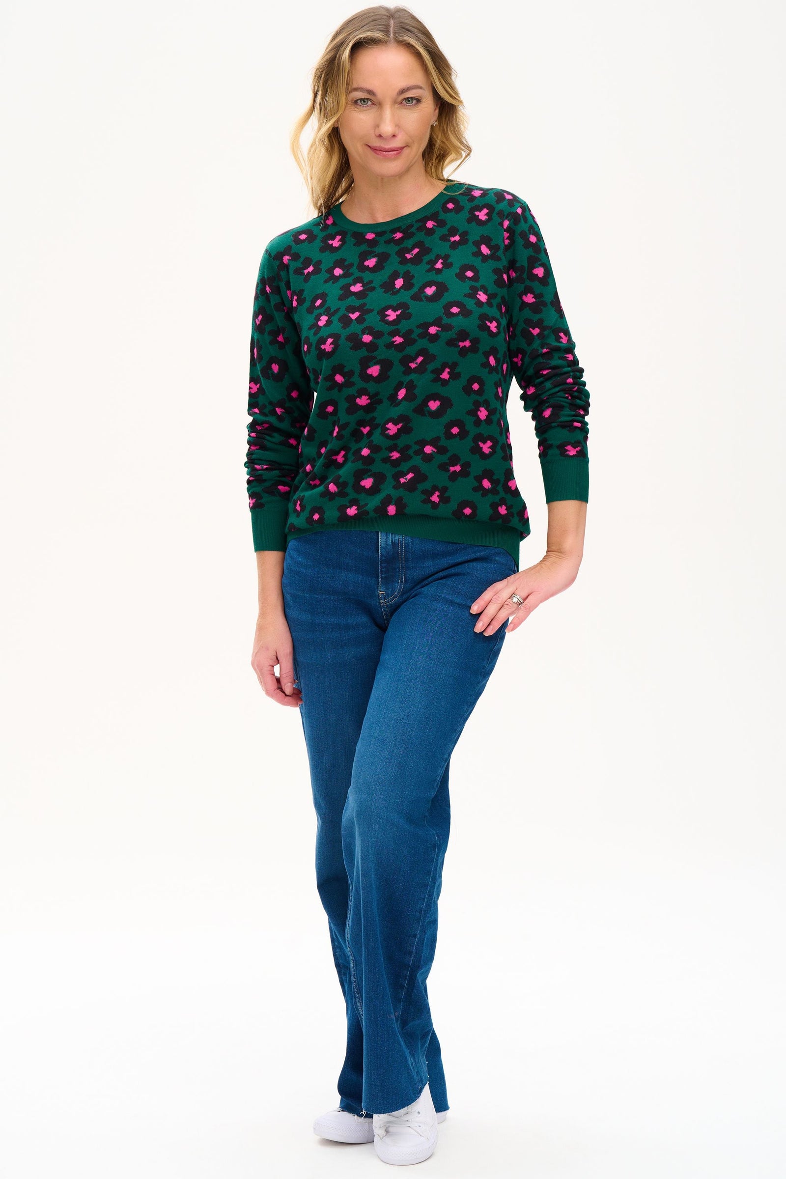 Sugarhill Callie Jumper Floral Animal Dark Green - BouChic 